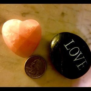 Pink Crystal Quartz Heart & Polished Love Stone